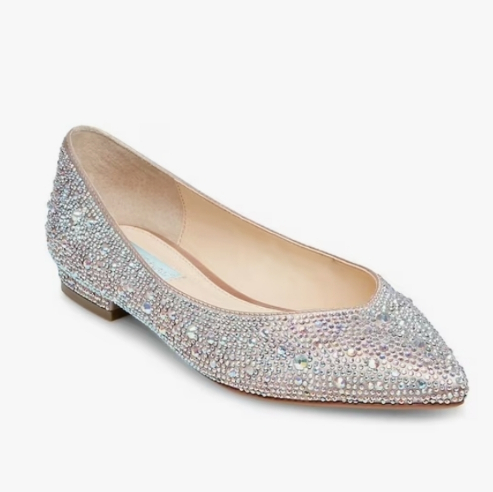 Betsey Johnson JUDE Elegant Silver Glitter Flats